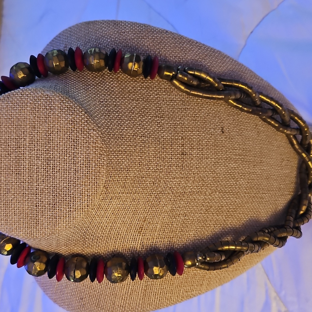 Solid Brass Hammered Necklace